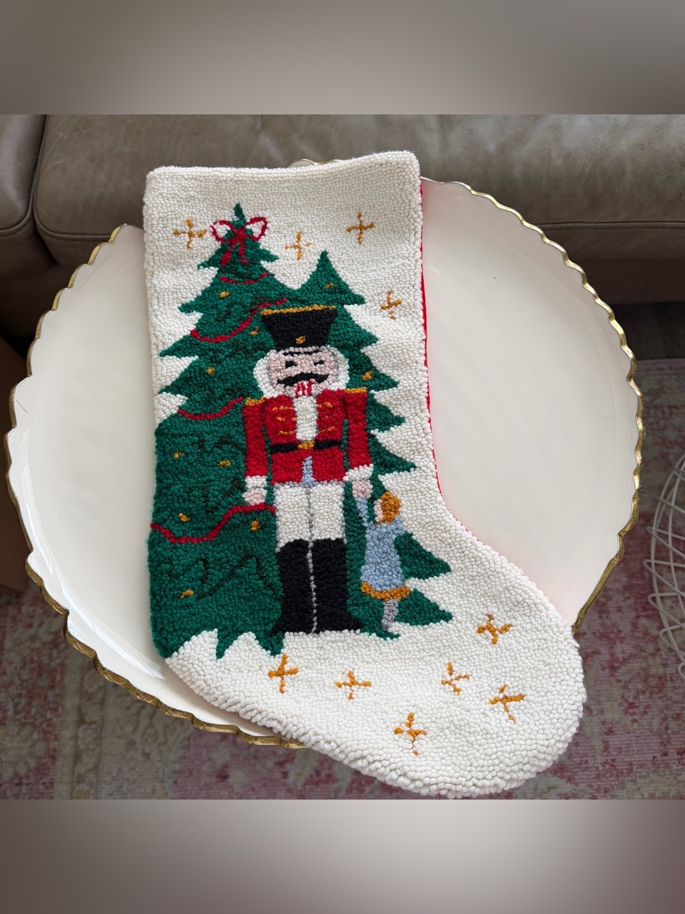 C&F Enterprises Vtg Hand Hooked Wool Christmas Stocking Nutcracker Ballet 22"